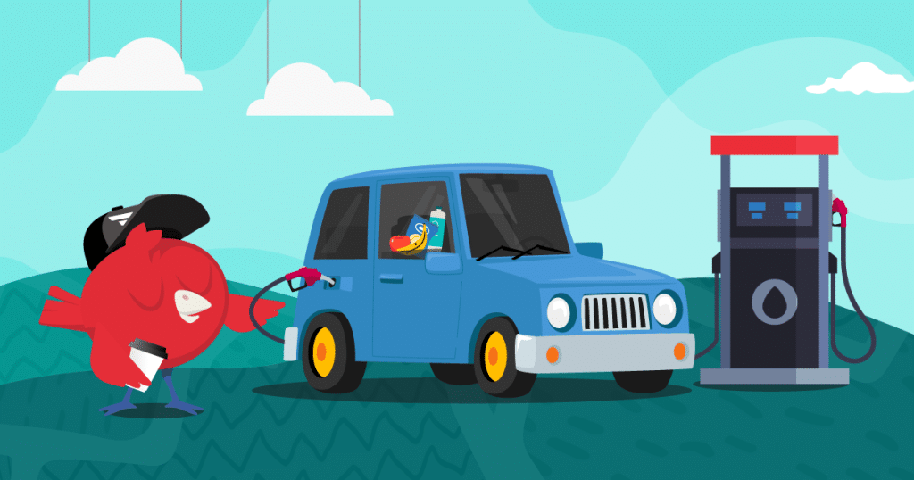 flip with his car filling up gas