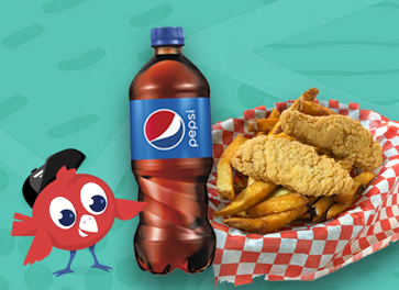 FREE_Free 20oz Pepsi with purchase of 2 pc Chicken Strip Basket_AppOnly
